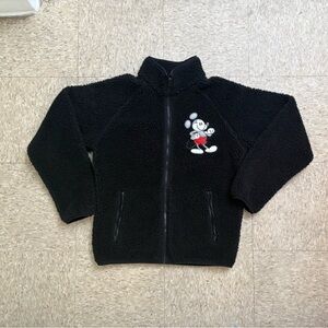 Disney Black Sherpa Zip Jacket with Mickey Patch